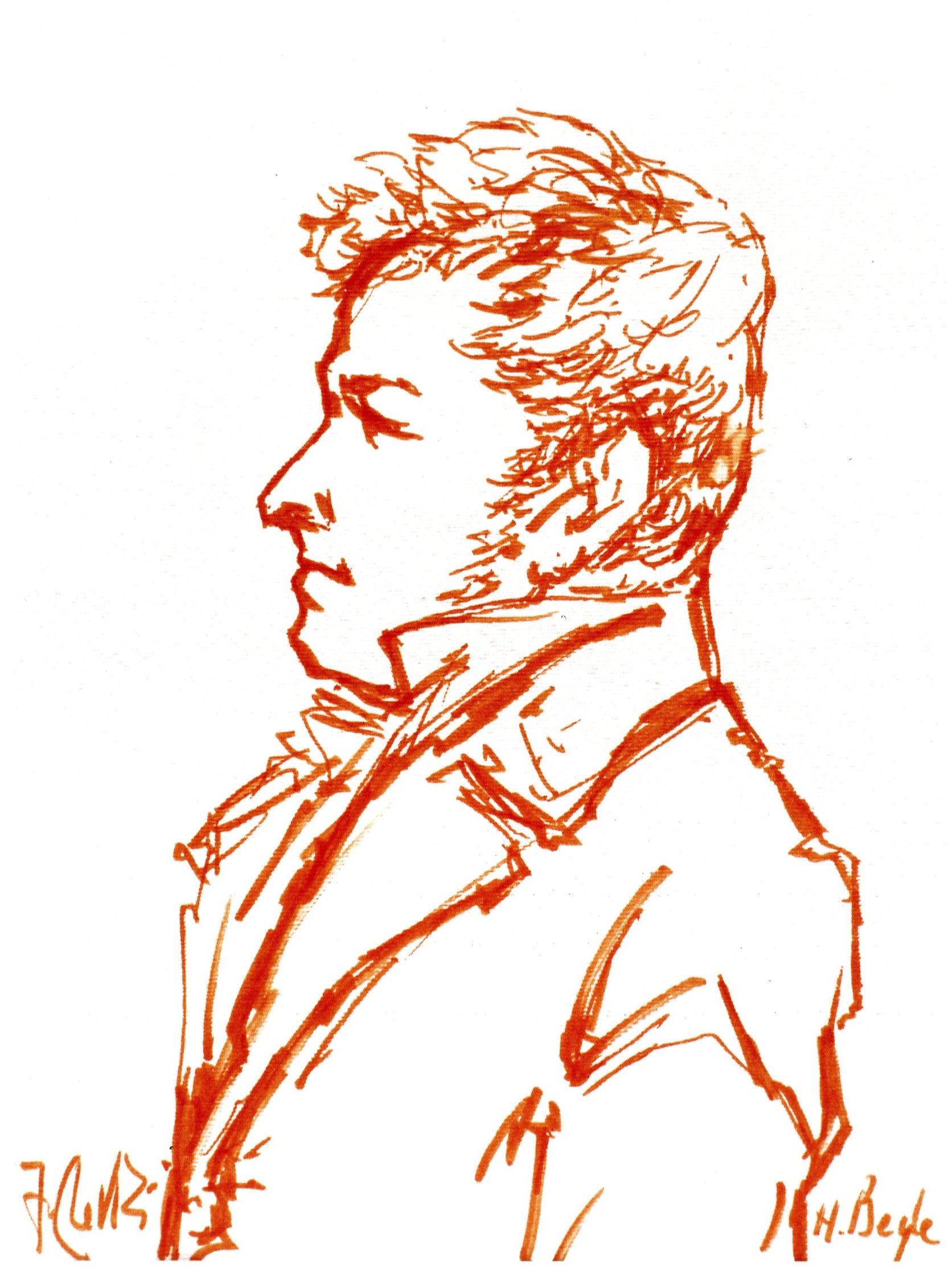 Stendhal - Disegno a pennarello di Fabrizio Clerici