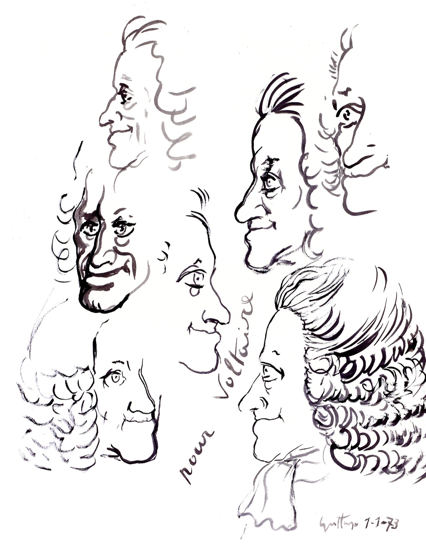 Voltaire - Disegno a china di Renato Guttuso