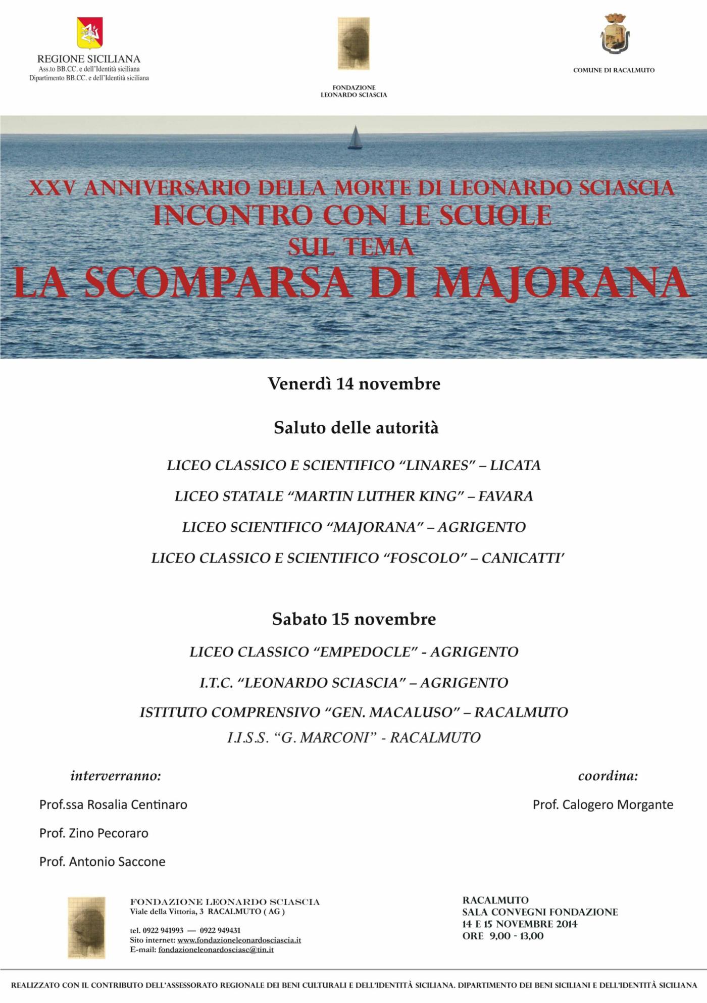 Giornate Sciasciane 14-15/11/2014 "La scomparsa di Majorana"