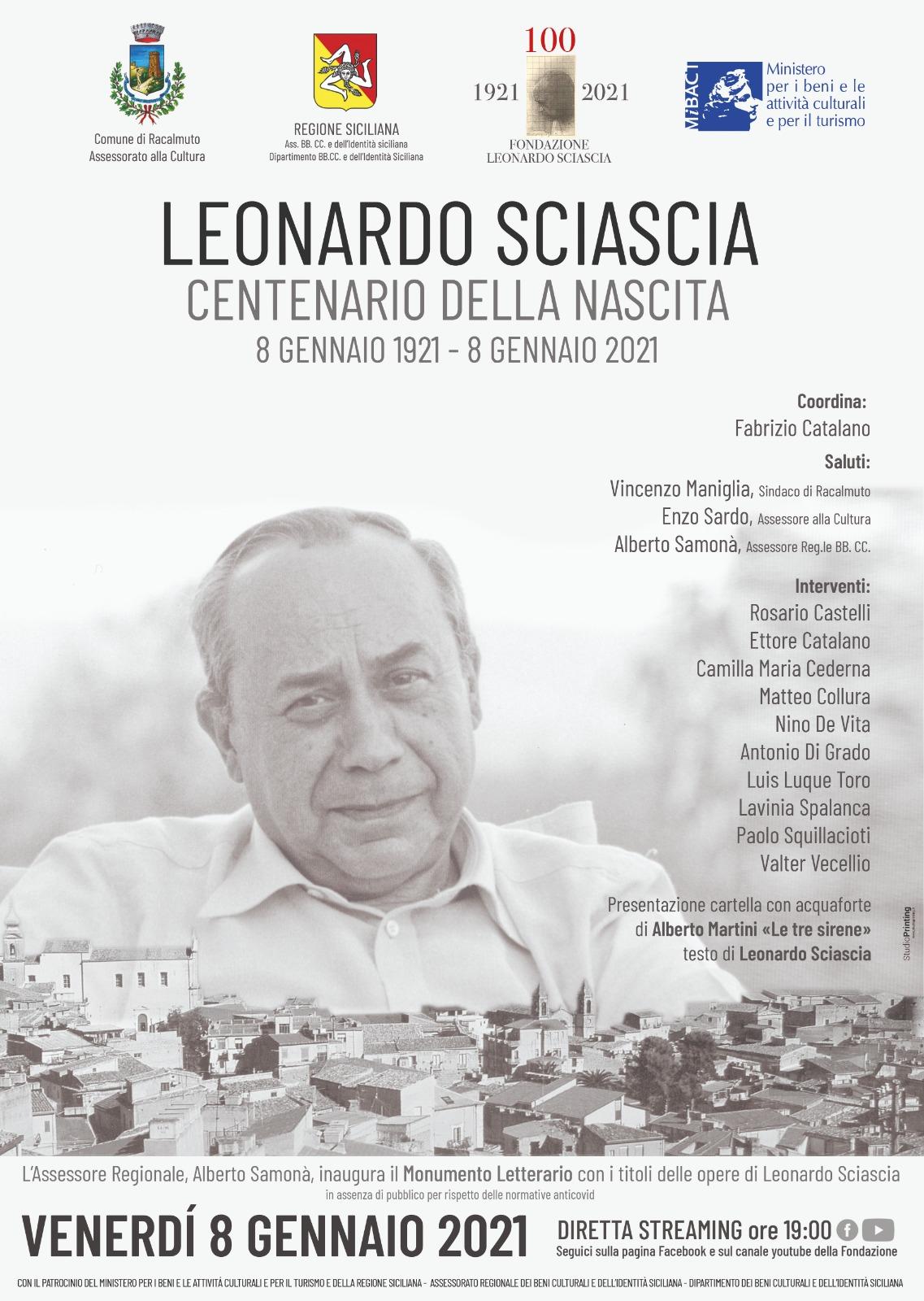 Centenario della Nascita di Leonardo Sciascia - Incontro istituzionale 8 Gennaio 2021