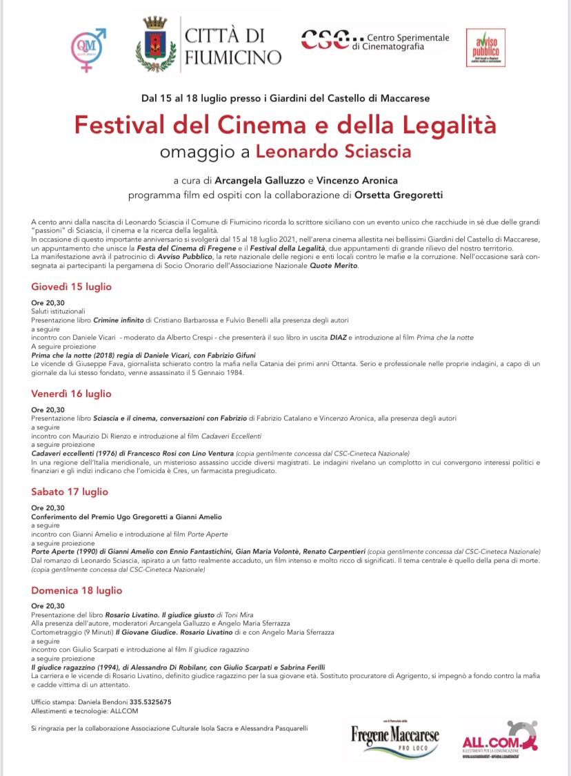Festival del Cinema e della Legalità, omaggio a Leonardo Sciascia